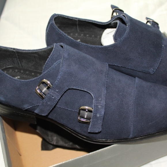 Blue Suede Double Monk Shoes main image 4